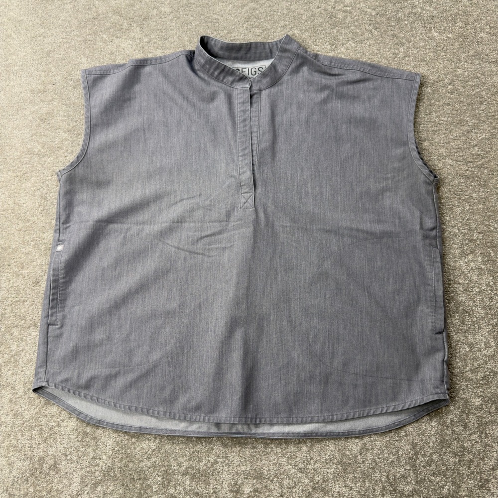 Figs Technical Collection Scrub Top Womens XL Grey Sleeveless Mandarin WXXSW1003